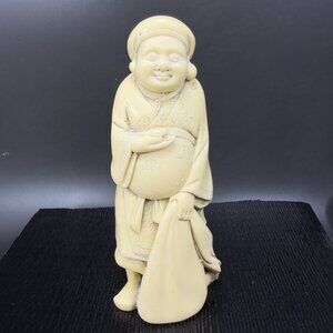Antique Chinese Laughing Buddha Figurine Resin Sculpture Figurine Carved VTG